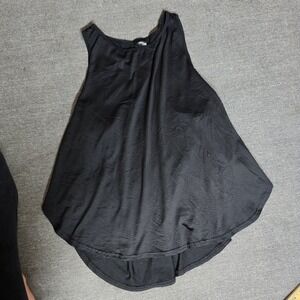 Avia Womens Black Racerback Activewear Tank Top Ribbed High Low Hem Size M 8-10